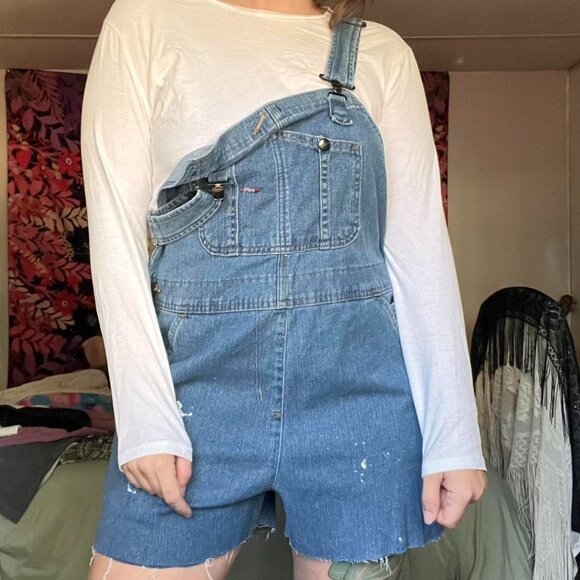 Carhartt blue denim distressed overalls - Picture 2 of 8